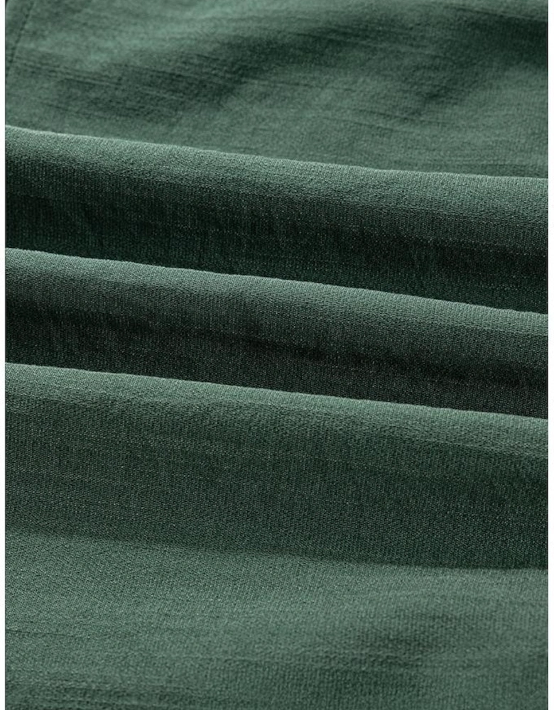 Canton Contrast Ricrac Trim Button V Neck Knotted Bracelet Sleeve Shift Dress