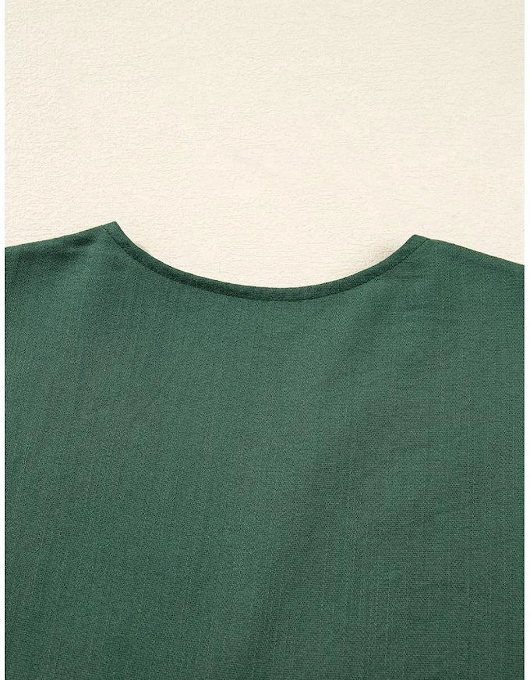 Canton Contrast Ricrac Trim Button V Neck Knotted Bracelet Sleeve Shift Dress