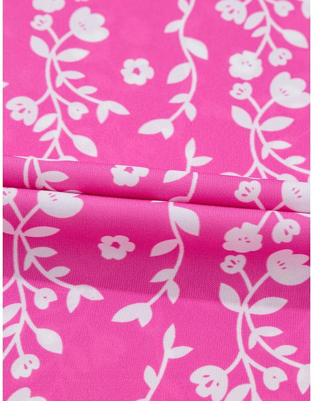 Pink Floral Print Ric-rac Tiered Ruffled V Neck Blouse