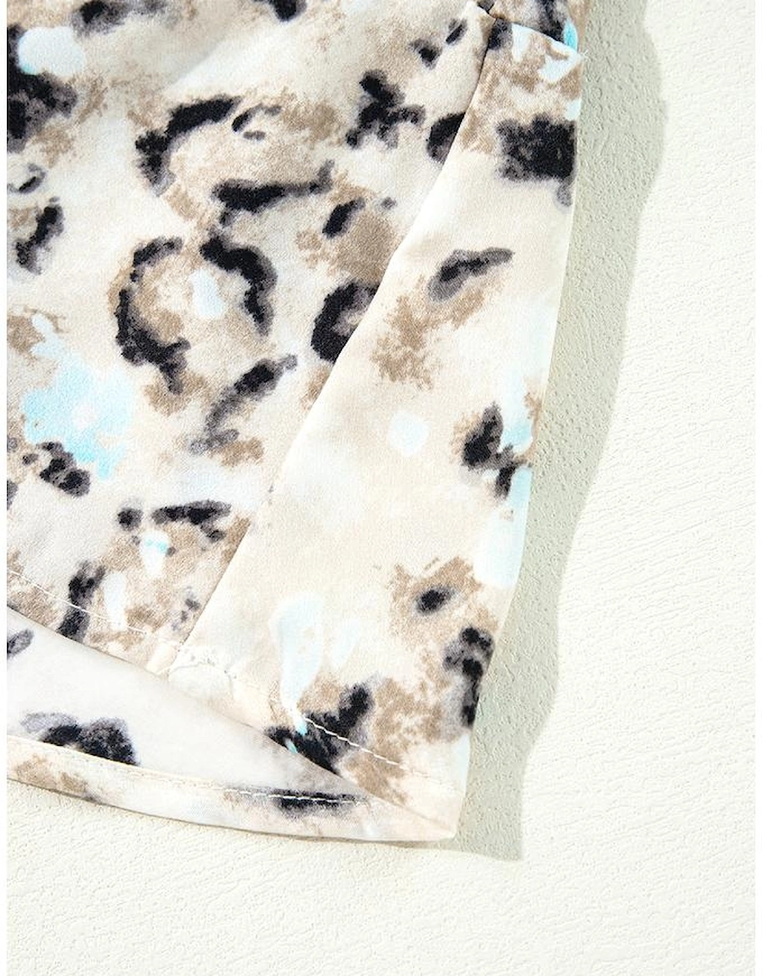 Khaki Leopard Print Buttoned Front 3/4 Sleeve Tiered Ruffled Hem Dress