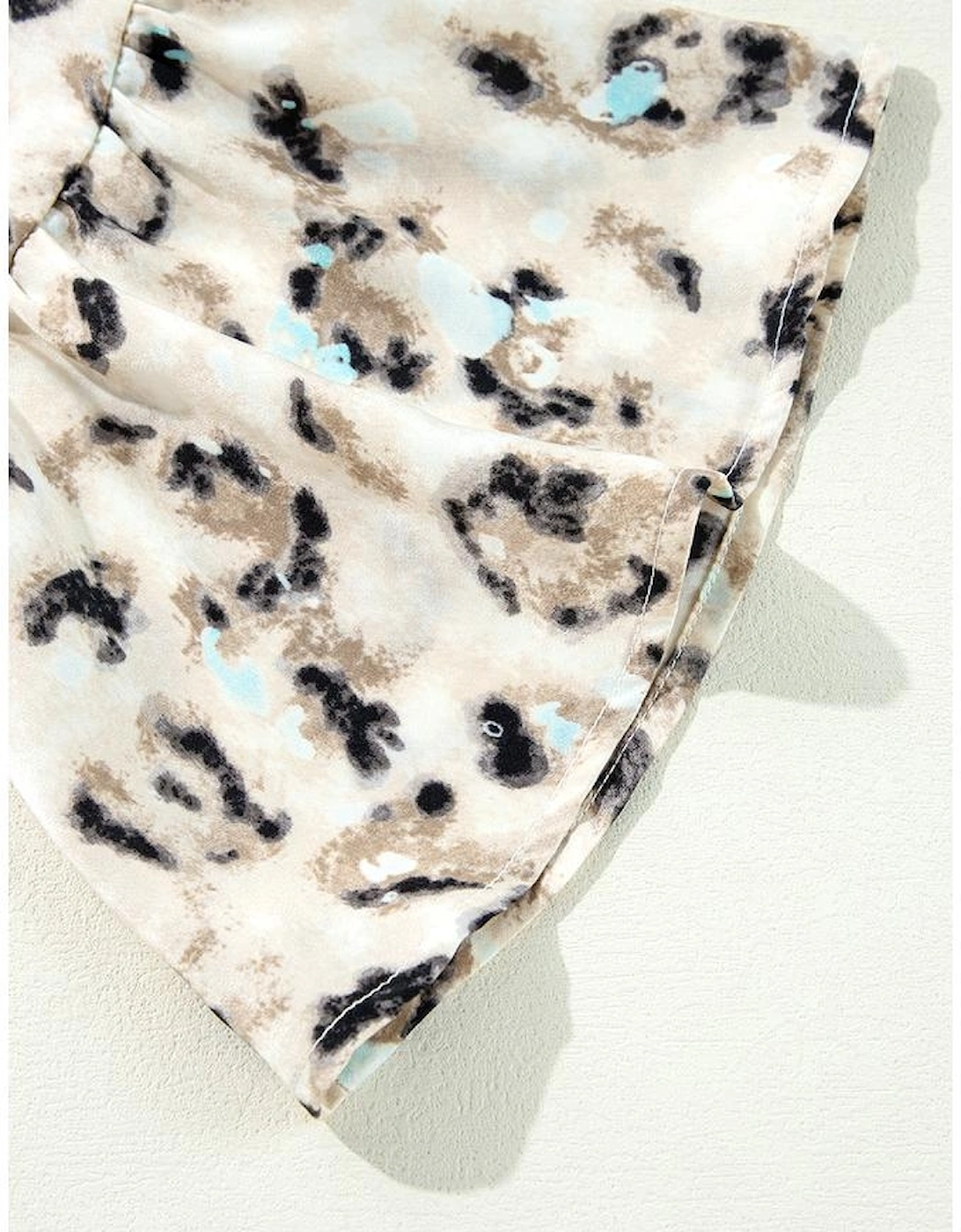 Khaki Leopard Print Buttoned Front 3/4 Sleeve Tiered Ruffled Hem Dress