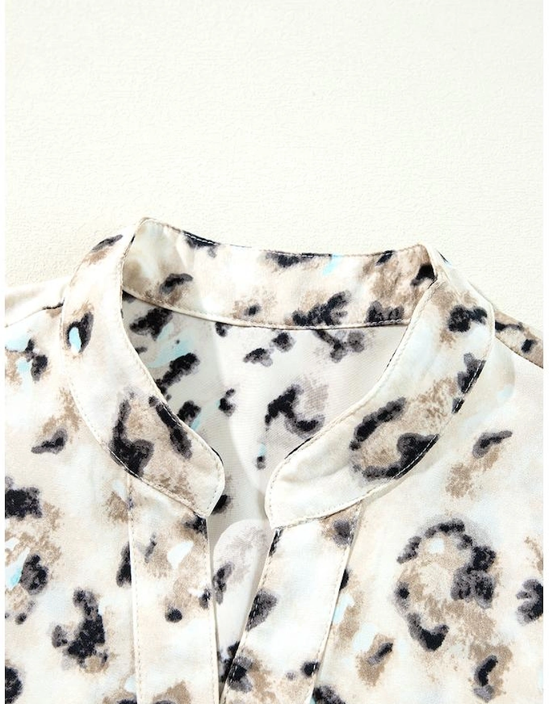 Khaki Leopard Print Buttoned Front 3/4 Sleeve Tiered Ruffled Hem Dress, 12 of 11