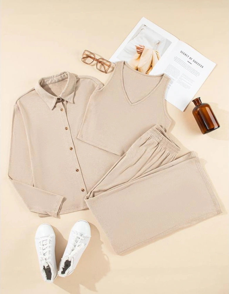 Oatmeal 3-Piece Cozy Knit Lounge Set