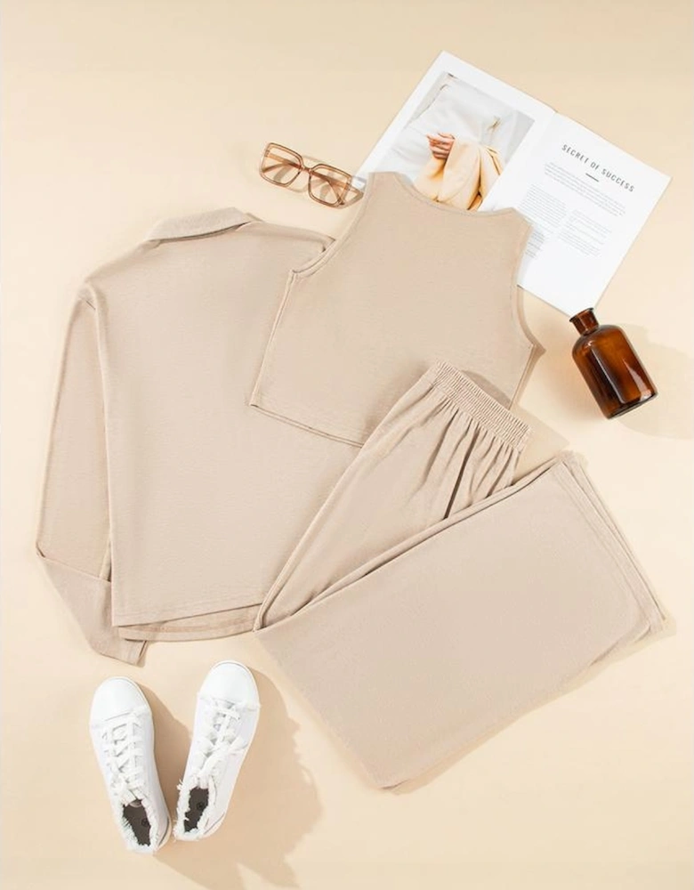 Oatmeal 3-Piece Cozy Knit Lounge Set