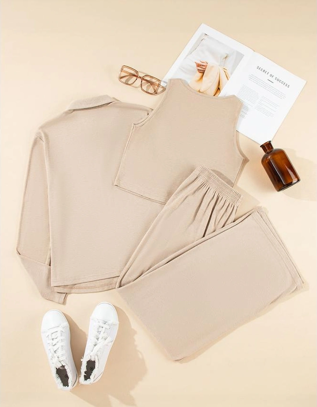 Oatmeal 3-Piece Cozy Knit Lounge Set