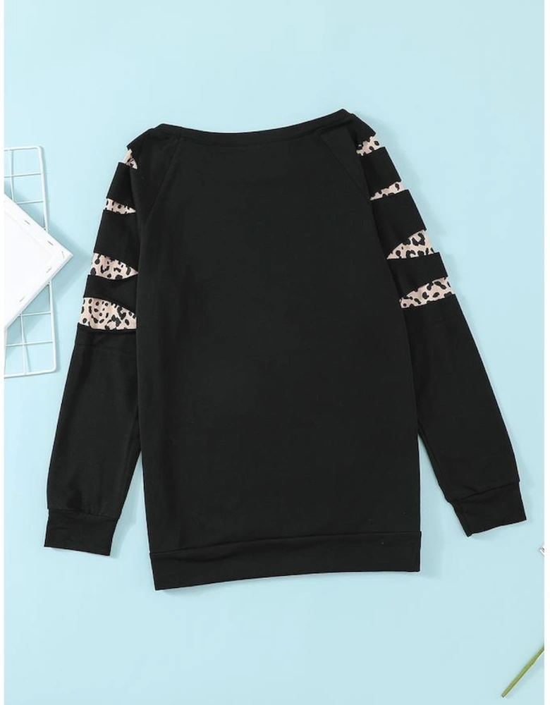 Leopard Insert Black Sweatshirt