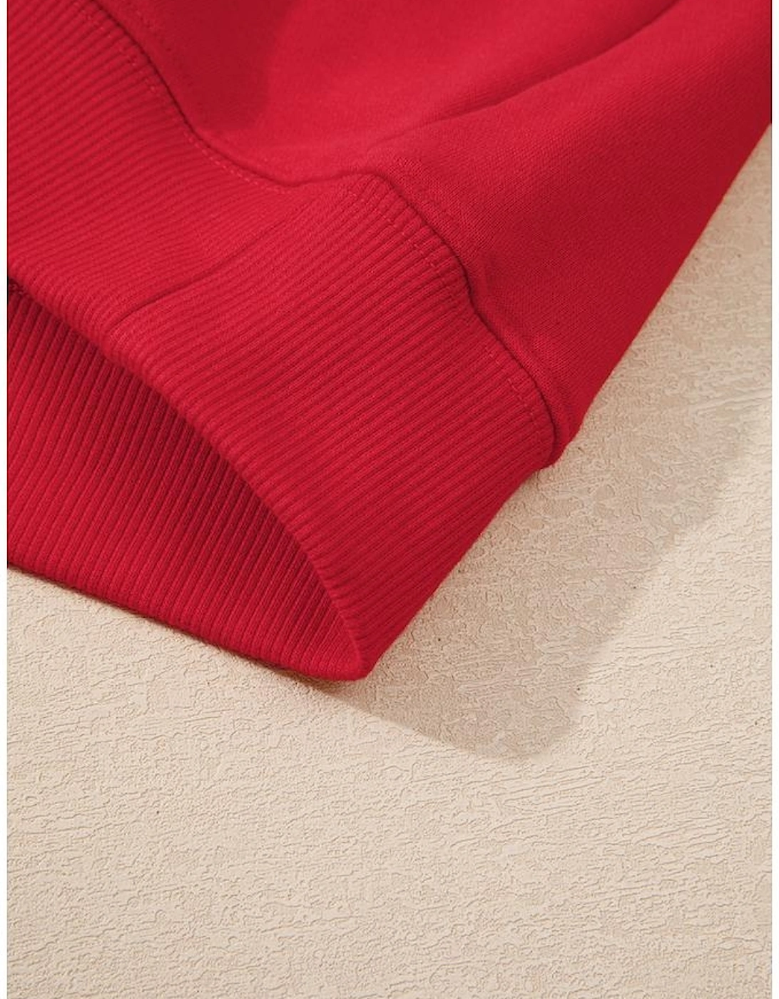 Racing Red Solid Crew Neck Drop Shoulder Plus Size Sweatshirt