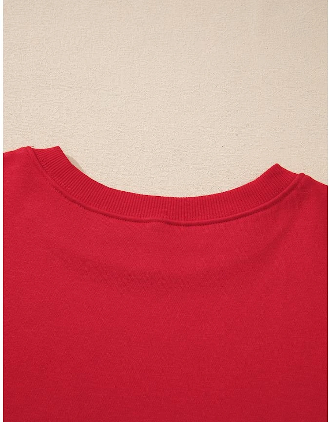 Racing Red Solid Crew Neck Drop Shoulder Plus Size Sweatshirt