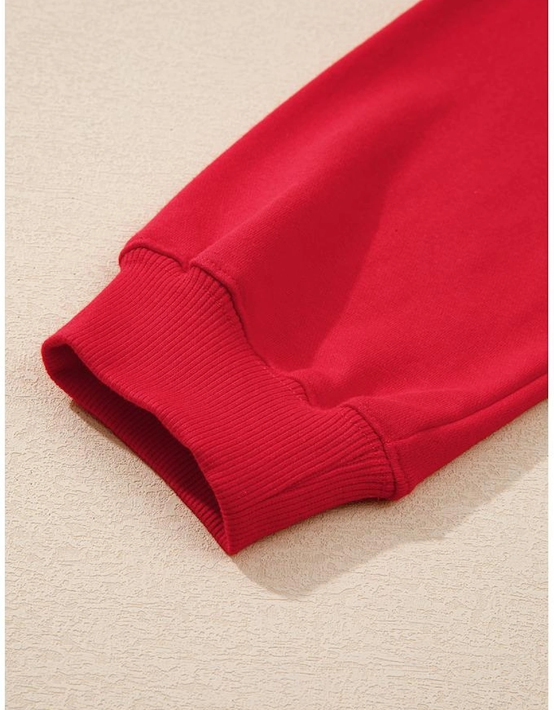 Racing Red Solid Crew Neck Drop Shoulder Plus Size Sweatshirt