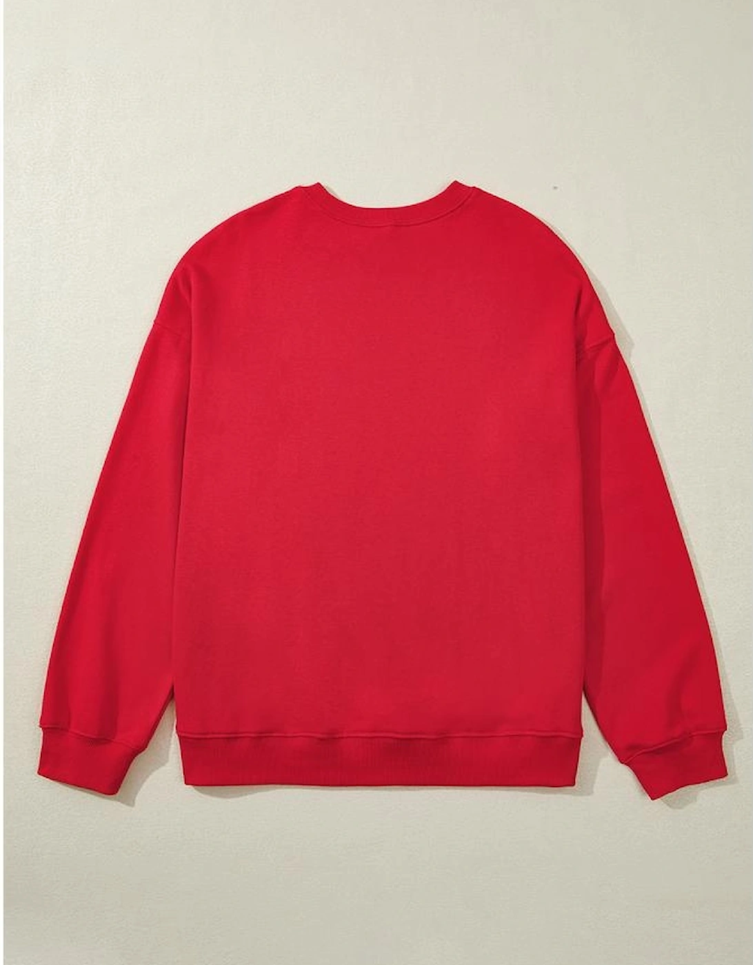 Racing Red Solid Crew Neck Drop Shoulder Plus Size Sweatshirt