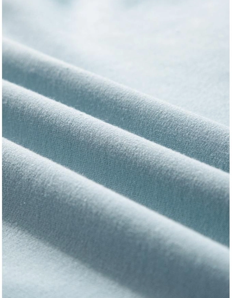 Iceland Blue Solid Ruffled Hem Loose Fit Tunic Hoodie