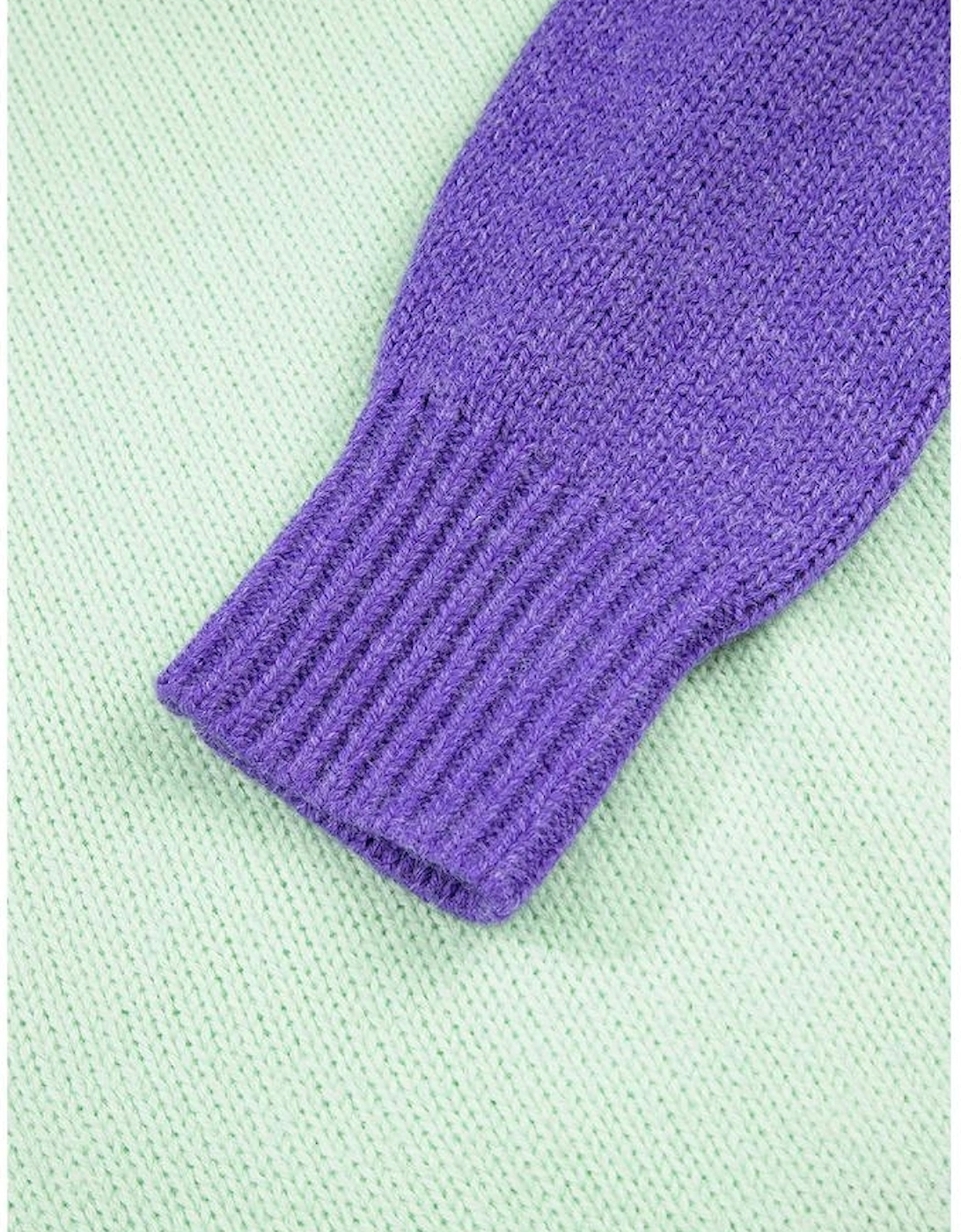 Green Stitched V Neck Color Block Knitted Drop Shoulder Sweater