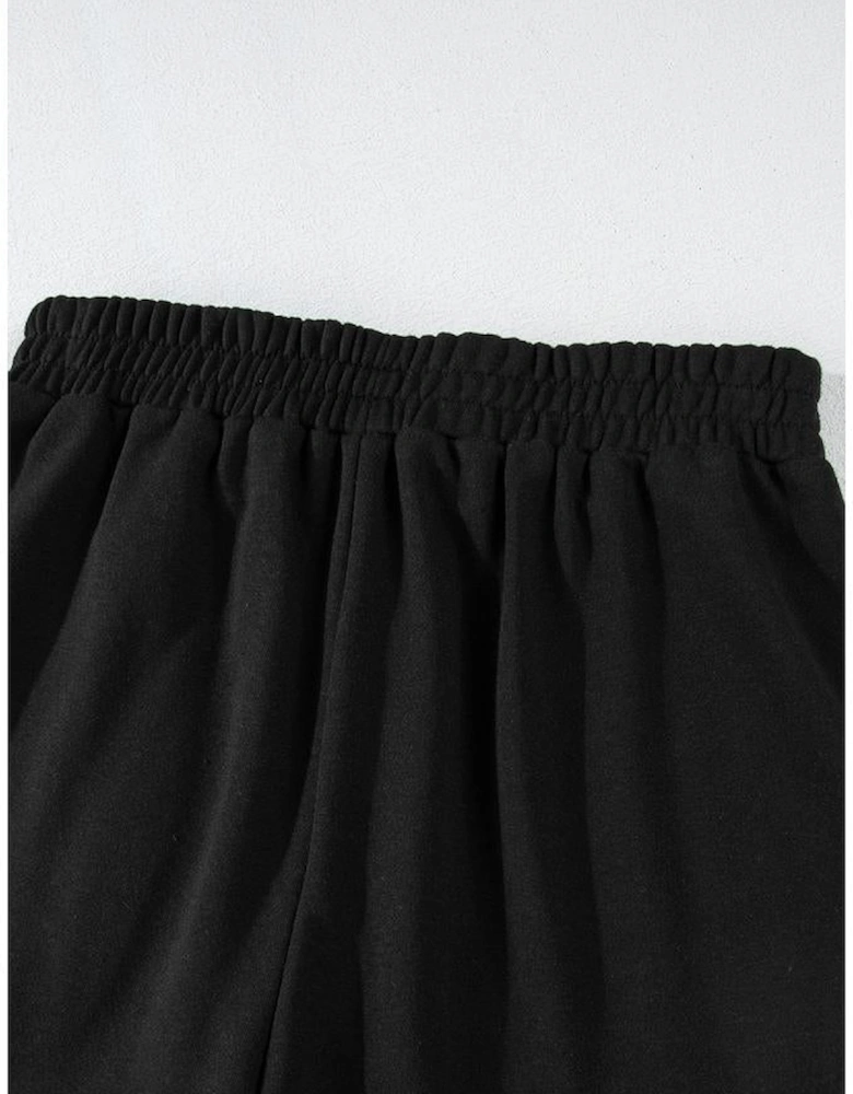 Black GAME DAY Rugby Football Graphic Pullover and Shorts Casual Outfit