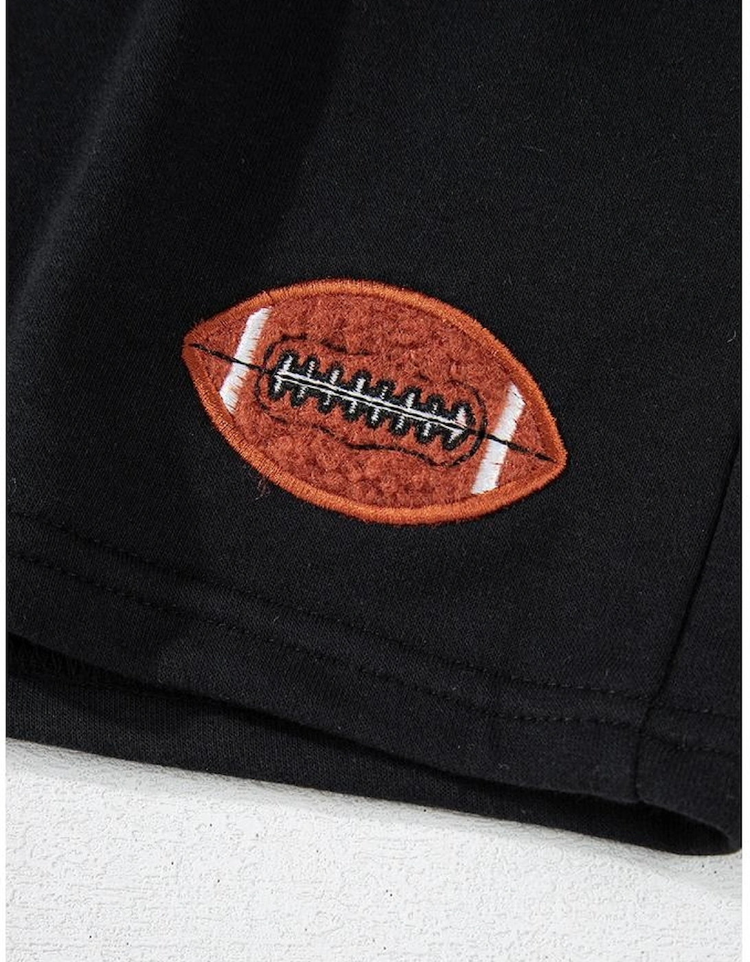 Black GAME DAY Rugby Football Graphic Pullover and Shorts Casual Outfit