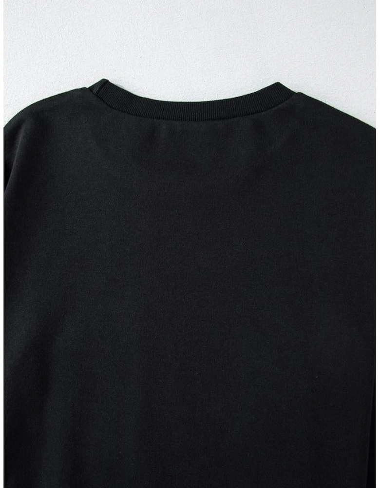 Black GAME DAY Rugby Football Graphic Pullover and Shorts Casual Outfit