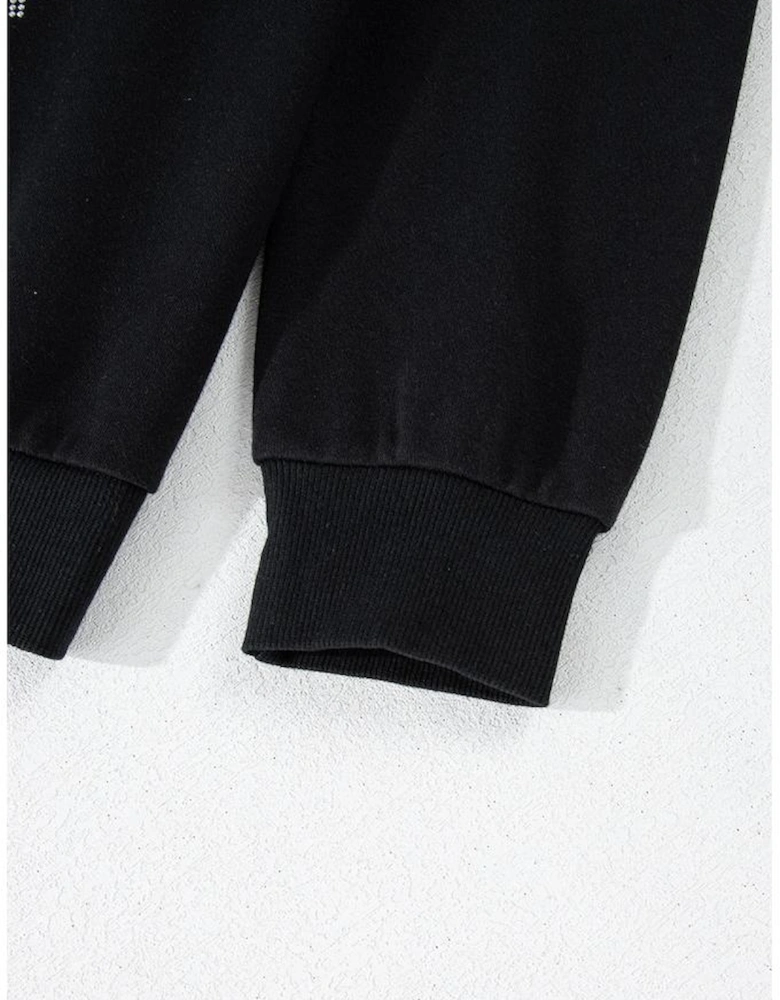 Black GAME DAY Rugby Football Graphic Pullover and Shorts Casual Outfit