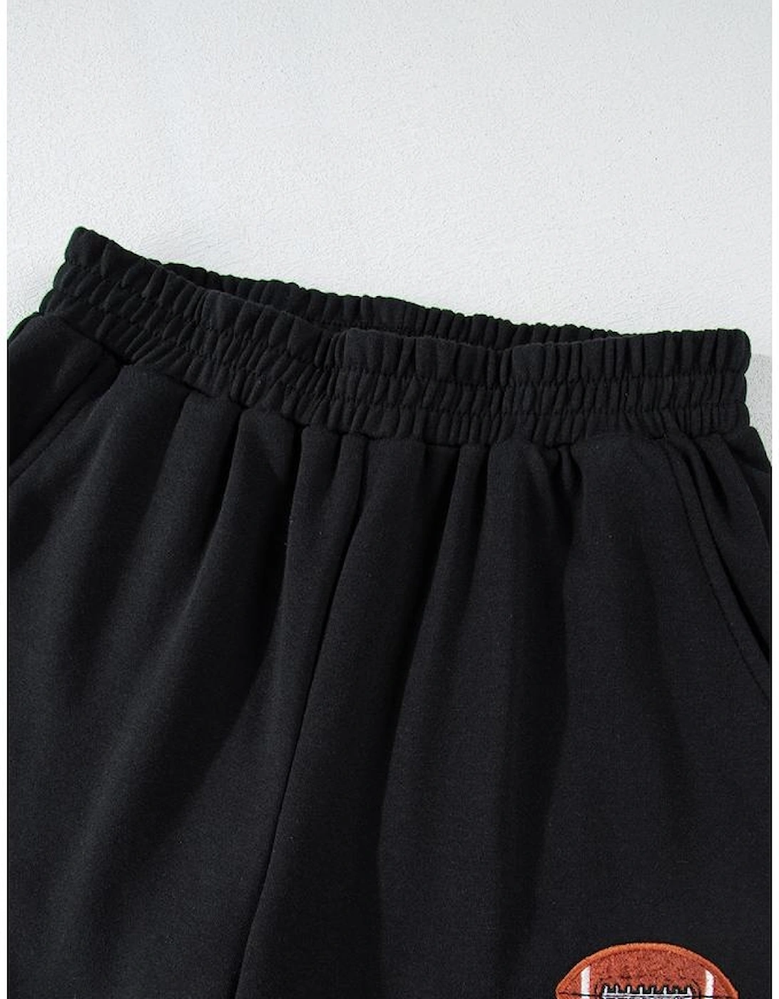 Black GAME DAY Rugby Football Graphic Pullover and Shorts Casual Outfit