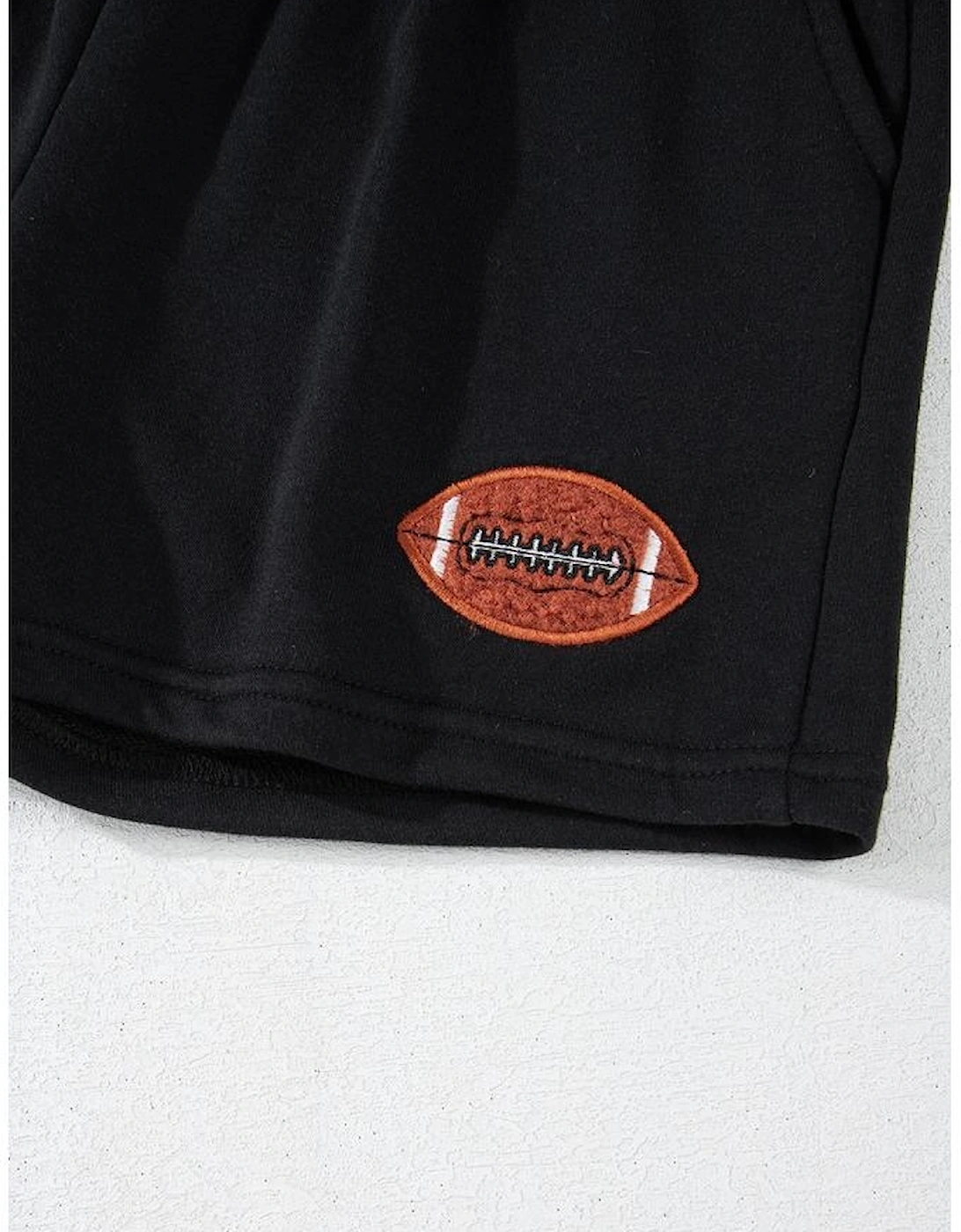 Black GAME DAY Rugby Football Graphic Pullover and Shorts Casual Outfit