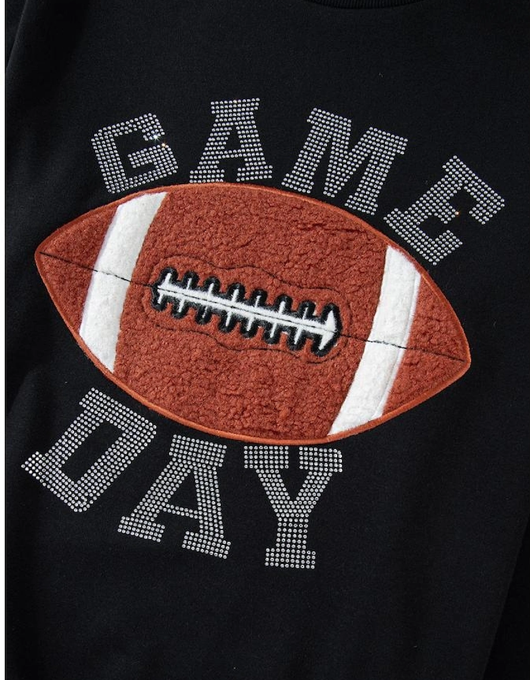 Black GAME DAY Rugby Football Graphic Pullover and Shorts Casual Outfit