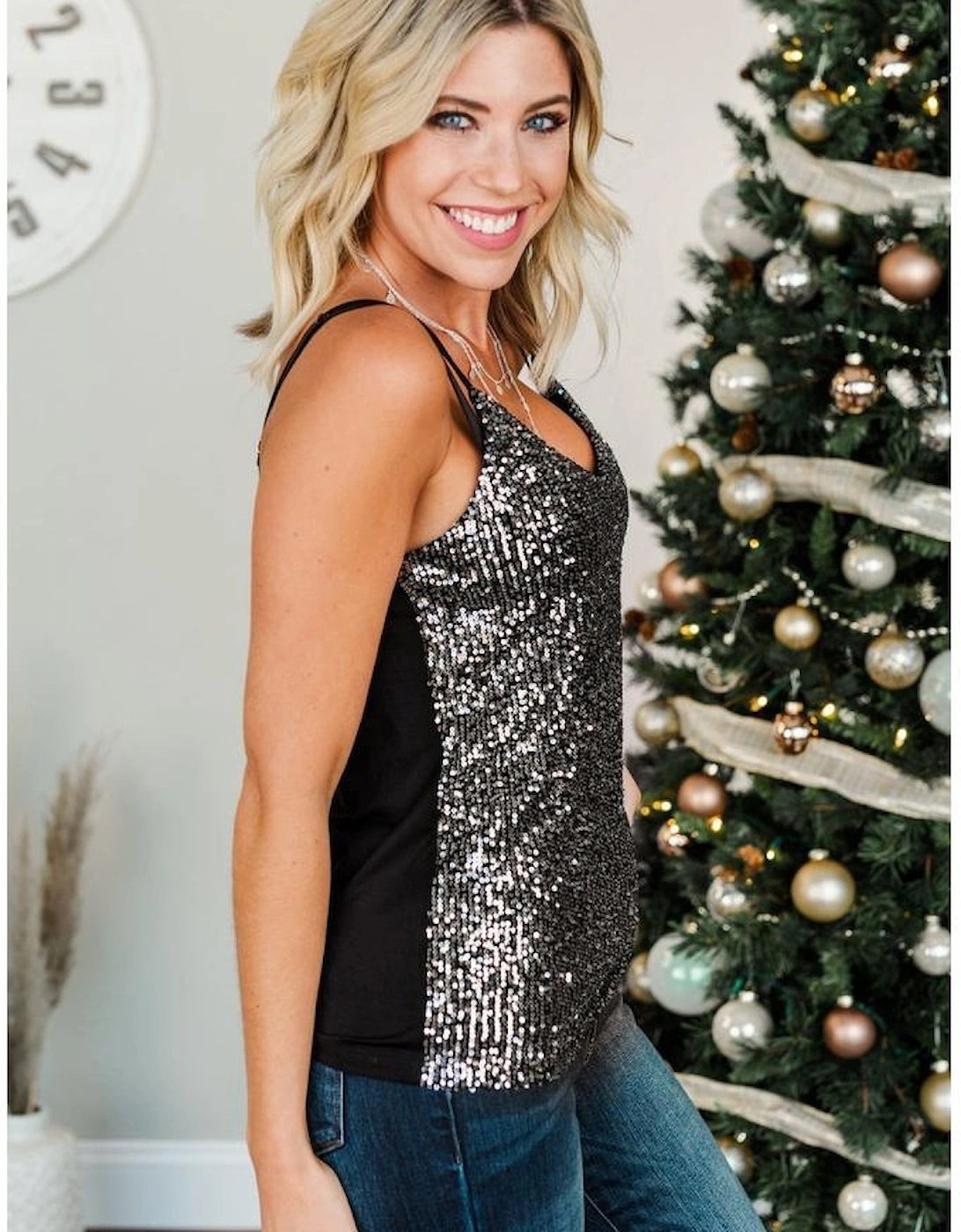 Gray Sequin Tank Top