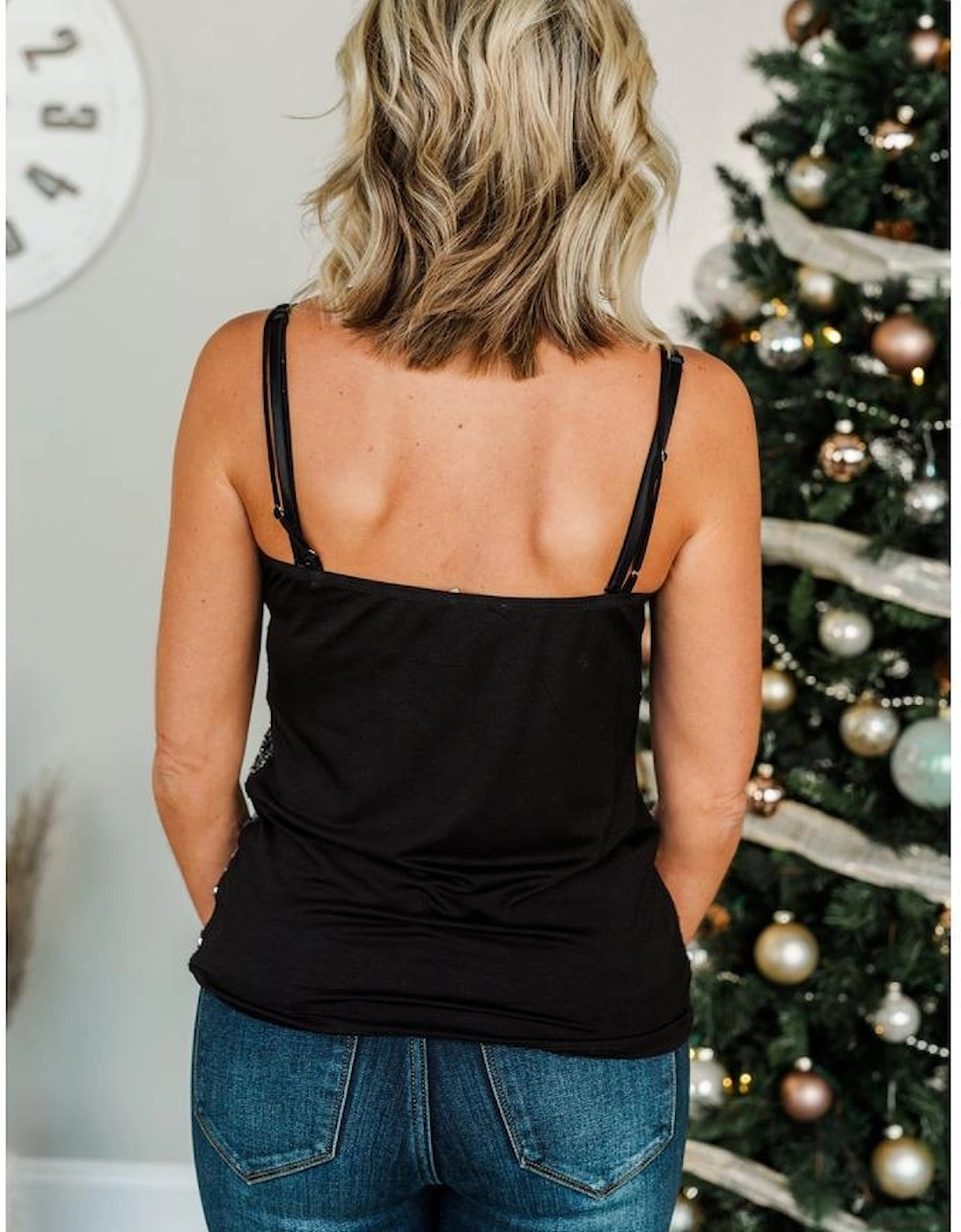 Gray Sequin Tank Top
