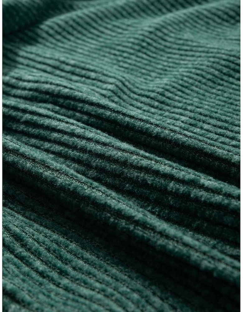 Evergreen Ribbed Zip Up Front Drawstring Hoodie