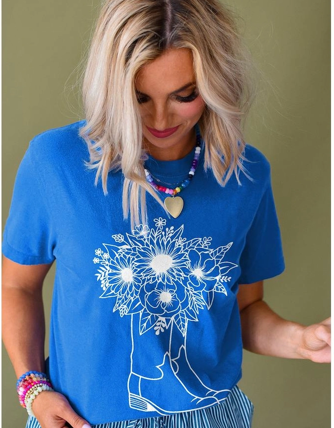 Blue Sunflower Boots Graphic Western Fashion T Shirt, 6 of 5