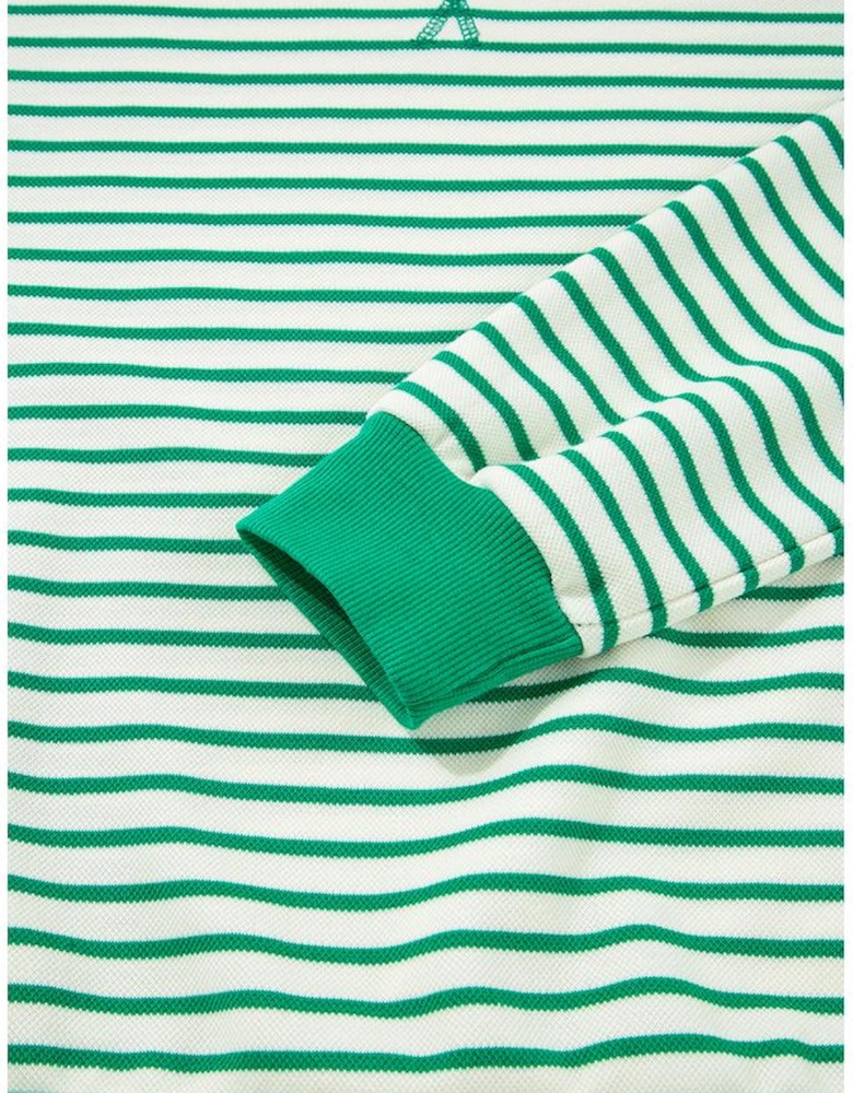 Bright Green Striped Exposed Seam Patchwork Loose Pullover Top