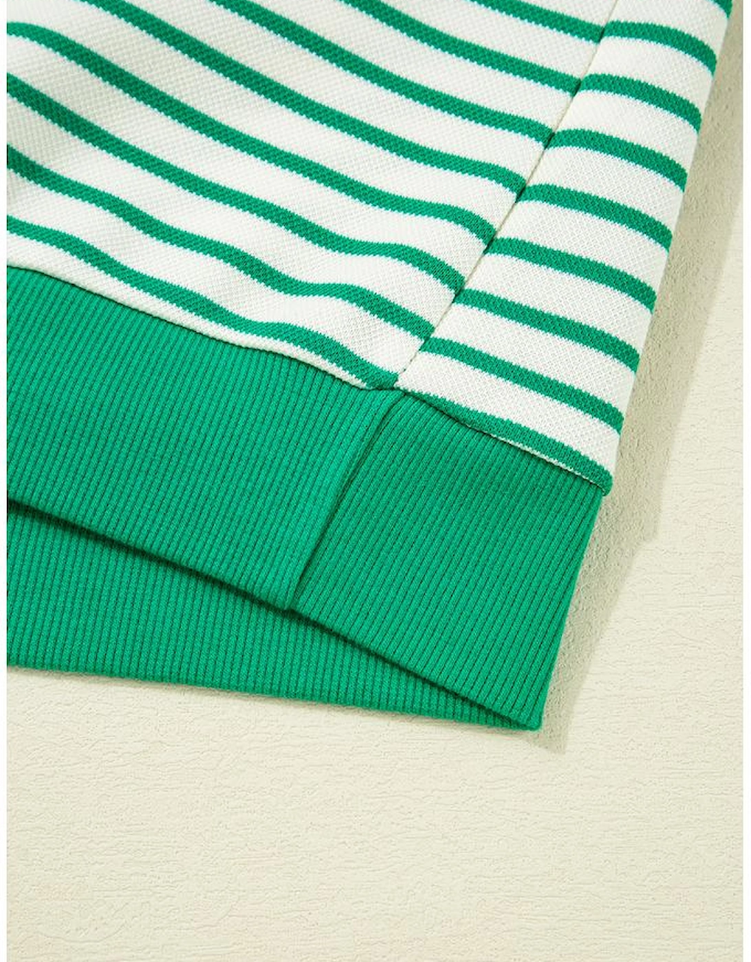 Bright Green Striped Exposed Seam Patchwork Loose Pullover Top