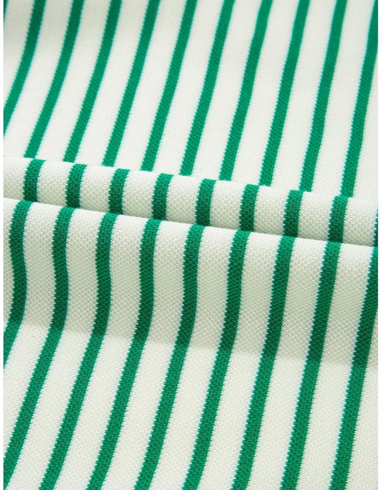 Bright Green Striped Exposed Seam Patchwork Loose Pullover Top