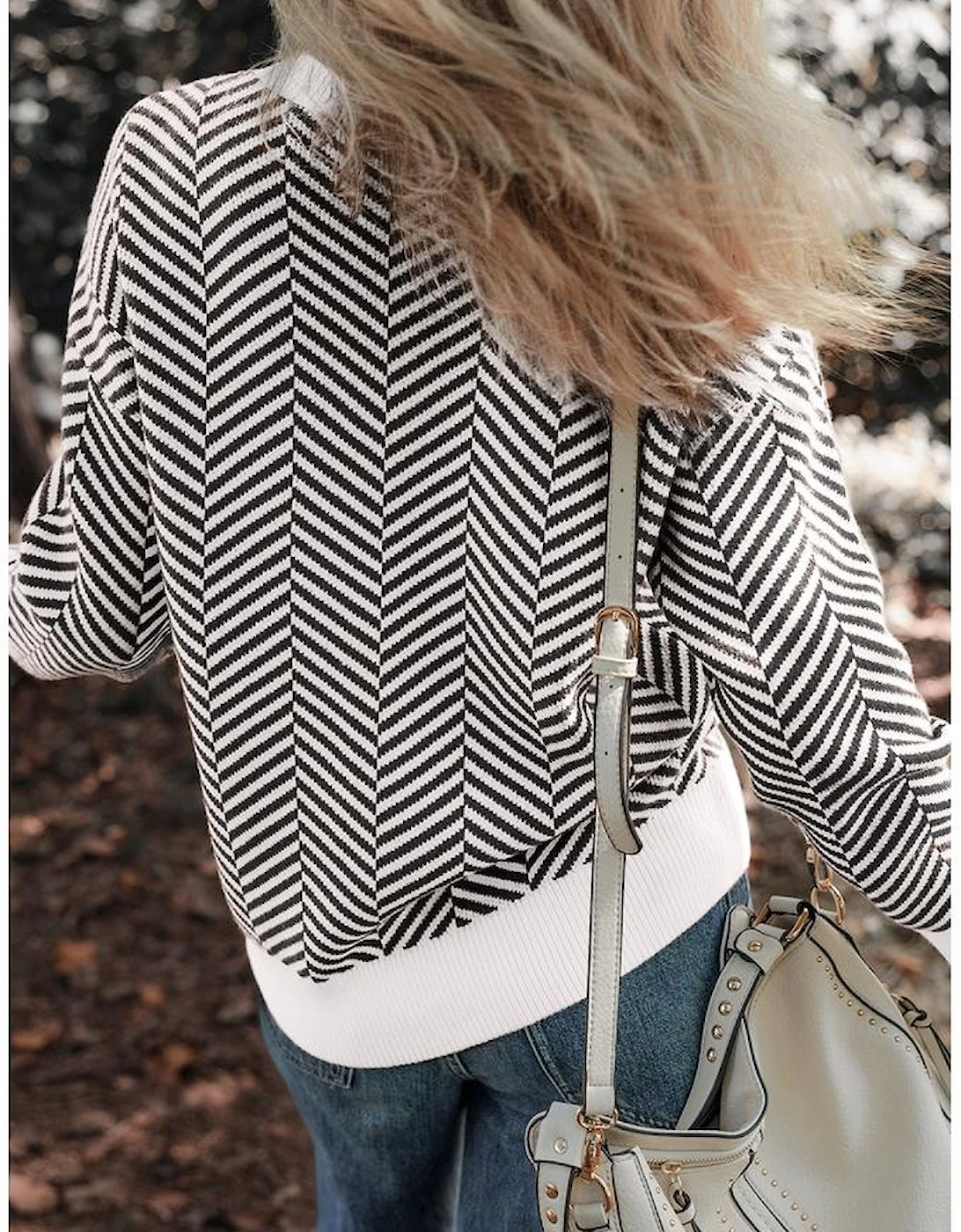 Black Contrast Edge Crew Neck Drop Shoulder Sweater