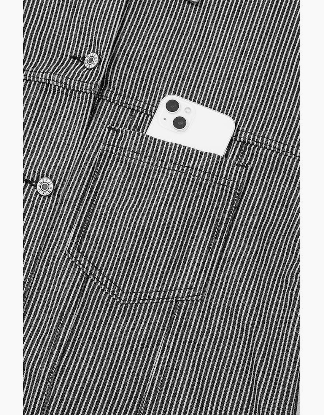 Blue Stripe Washed Oversize Pocketed Denim Jacket