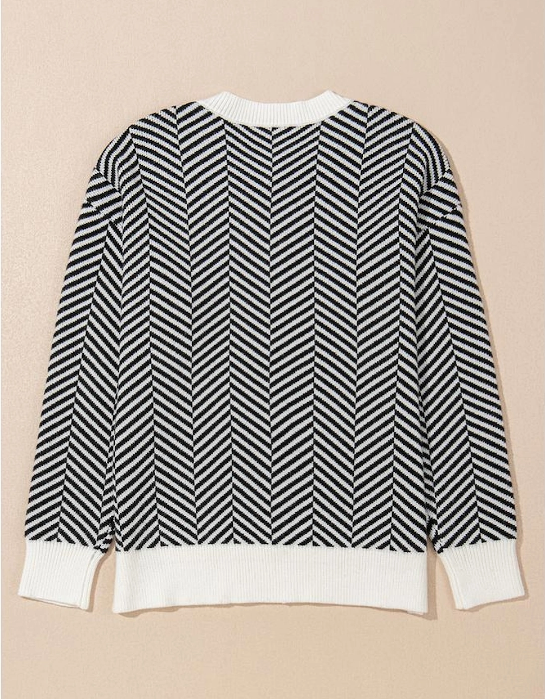 Black Contrast Edge Crew Neck Drop Shoulder Sweater