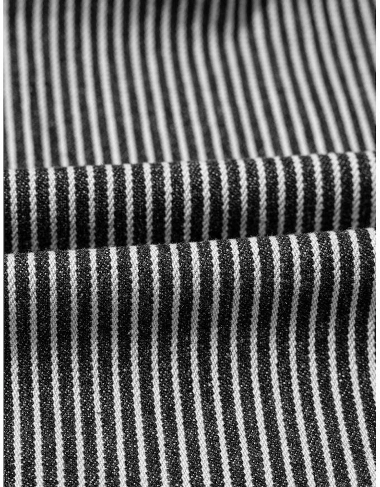 Blue Stripe Washed Oversize Pocketed Denim Jacket