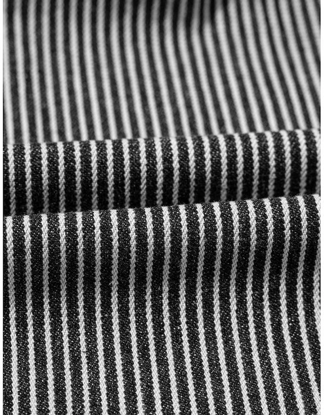 Blue Stripe Washed Oversize Pocketed Denim Jacket