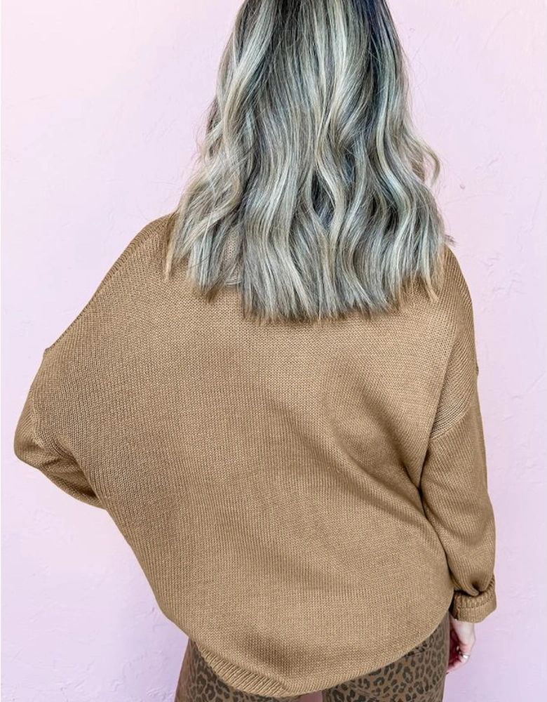 Smoke Gray Merry Colorful Dot Detail Christmas Dolman Sweater