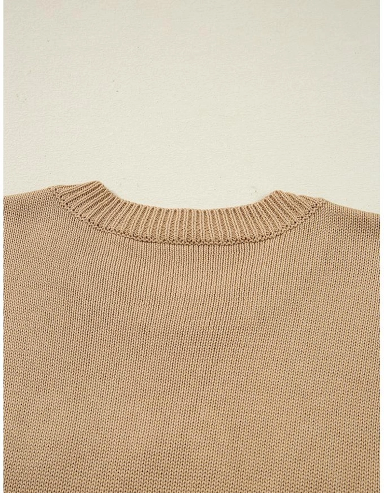 Smoke Gray Merry Colorful Dot Detail Christmas Dolman Sweater