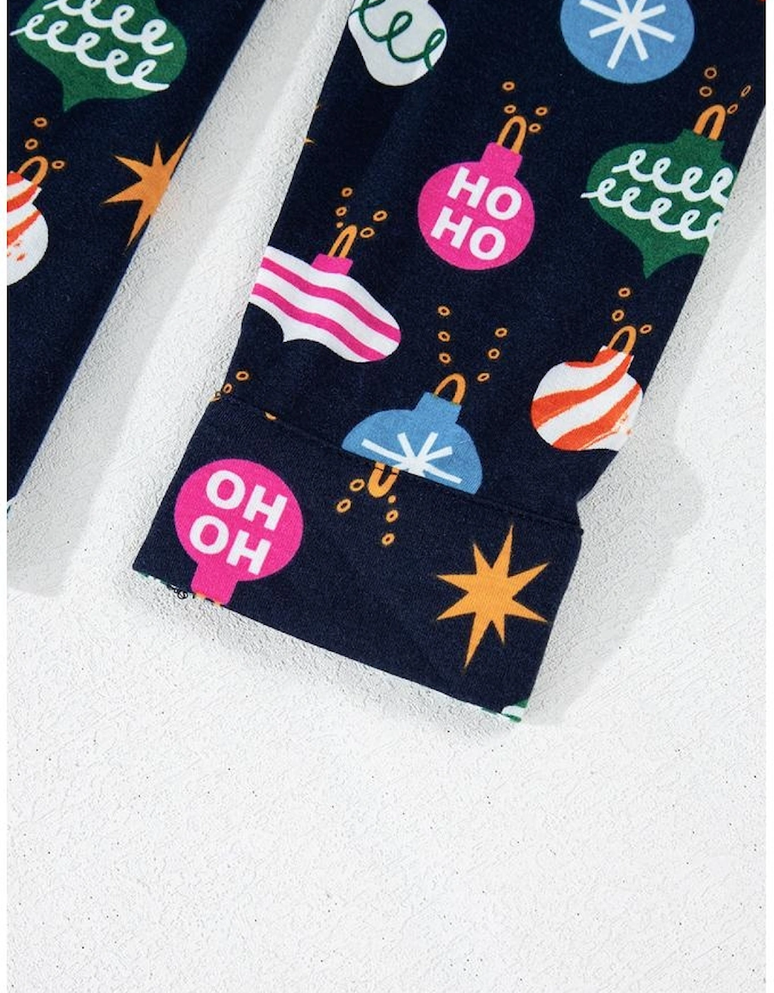 Navy Blue Colorful Christmas Lights Print Shirt and Pants Pajama Set