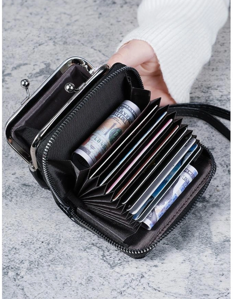 Black Minimalist Wristlet PU Leather Coin Purse