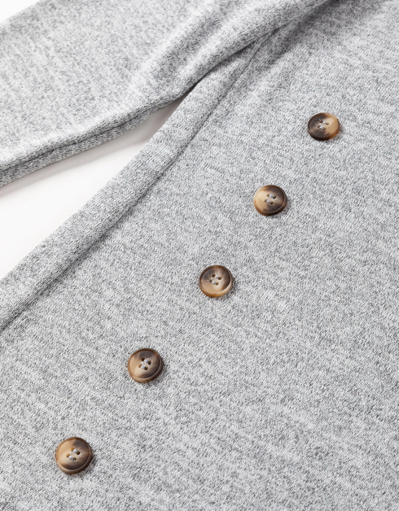 Gray Side Buttons Crew Neck Knit Top