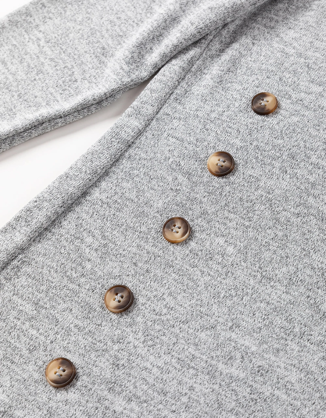 Gray Side Buttons Crew Neck Knit Top
