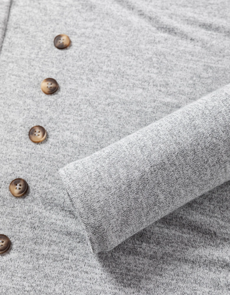 Gray Side Buttons Crew Neck Knit Top