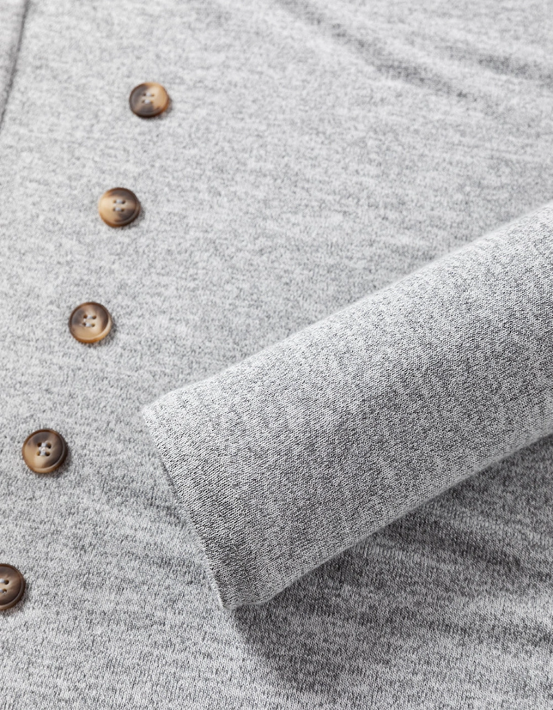 Gray Side Buttons Crew Neck Knit Top