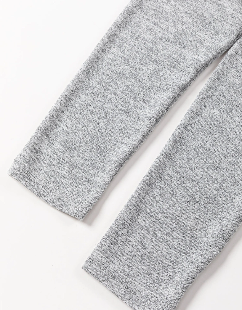 Gray Side Buttons Crew Neck Knit Top