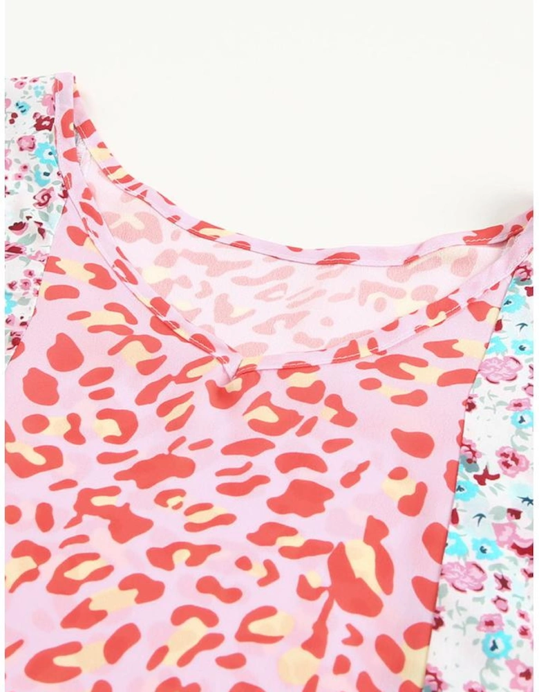 Multicolor Animal Floral Mix Print Cape Top