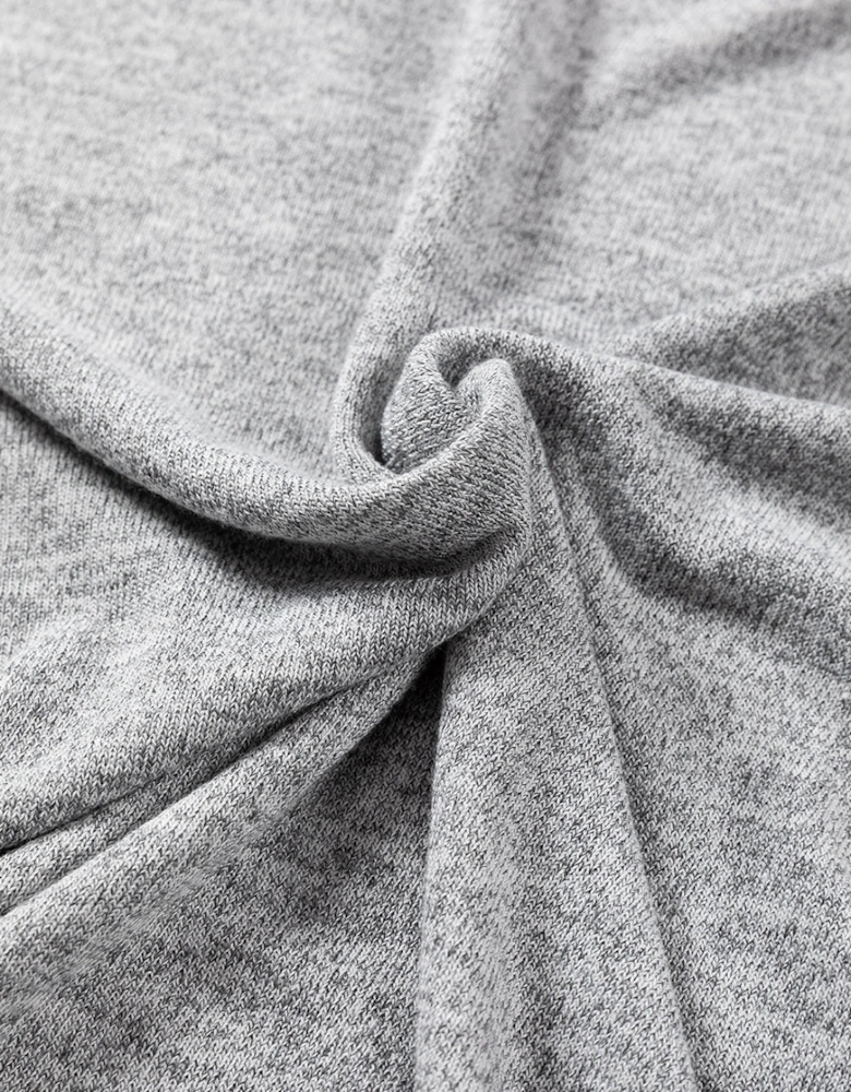 Gray Side Buttons Crew Neck Knit Top