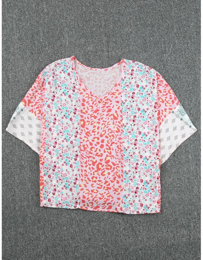 Multicolor Animal Floral Mix Print Cape Top