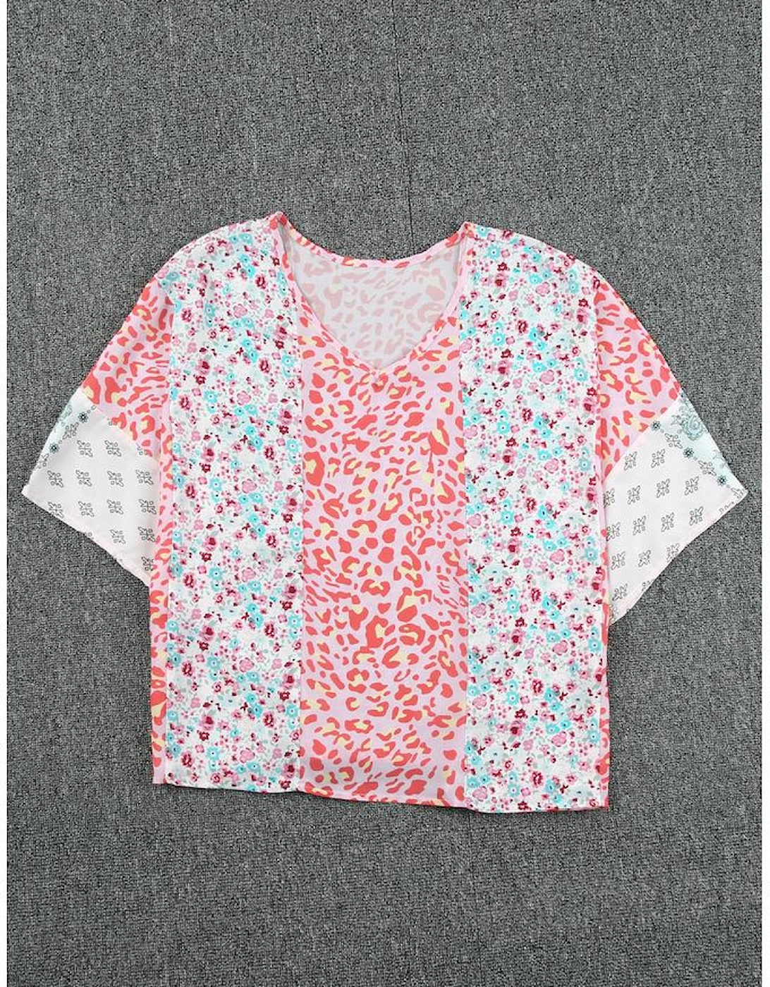 Multicolor Animal Floral Mix Print Cape Top