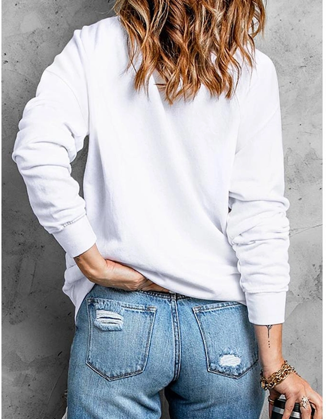 White Sequin Spooky Halloween Spirit Print Casual Sweatshirt