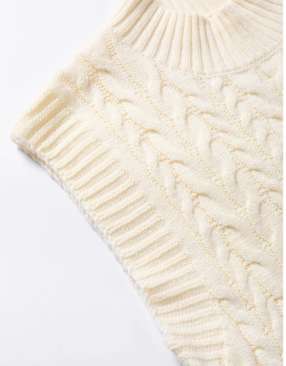 Oatmeal Cable Knit High Neck Sweater Vest